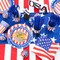 162 Pcs American Flag Patriotic Party Supplies Red White and Blue Disposable Plastic Tablecloths Knife Fork Spoon Paper Plates Cups Napkins for Veterans Day Decorations(Simple)